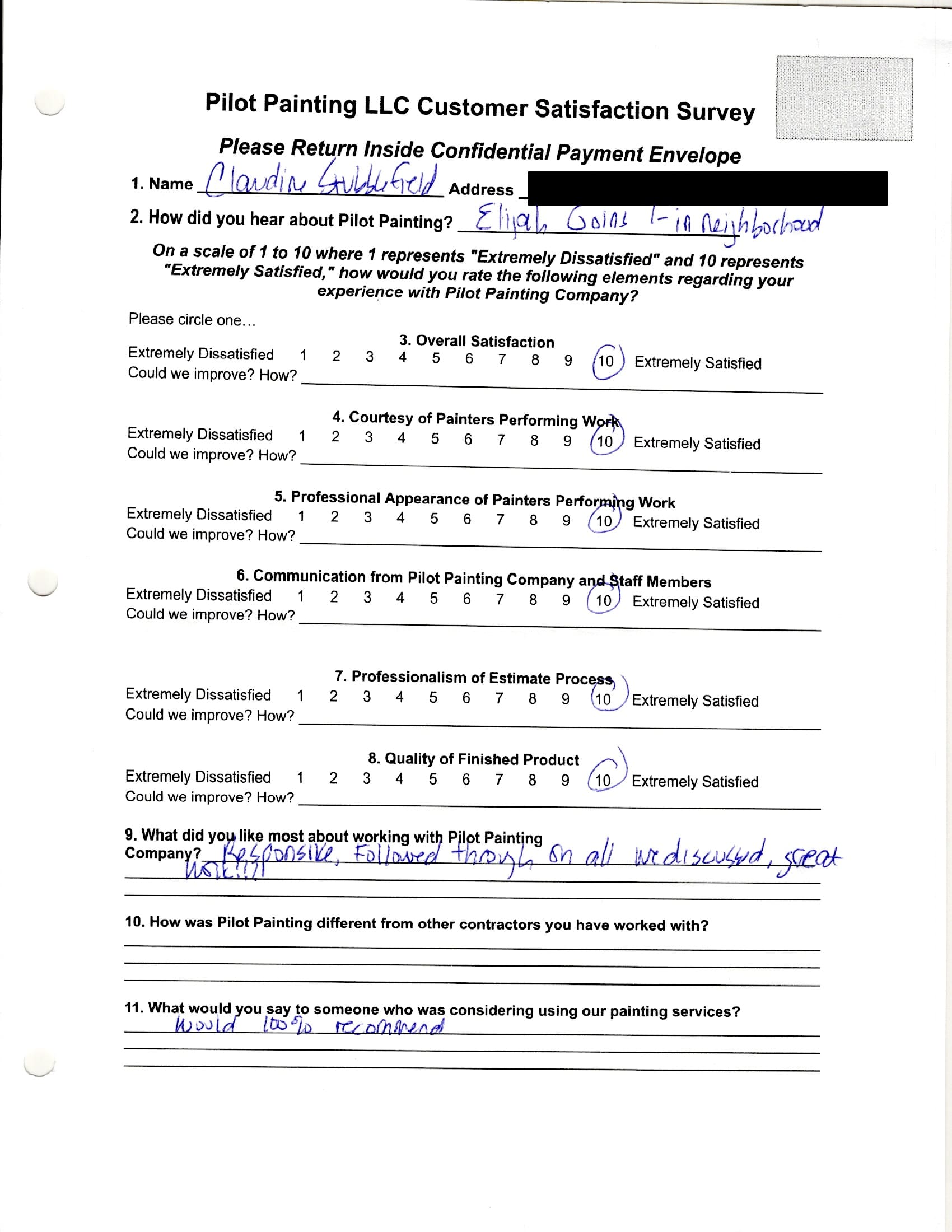 Claudia Stubblefield Survey