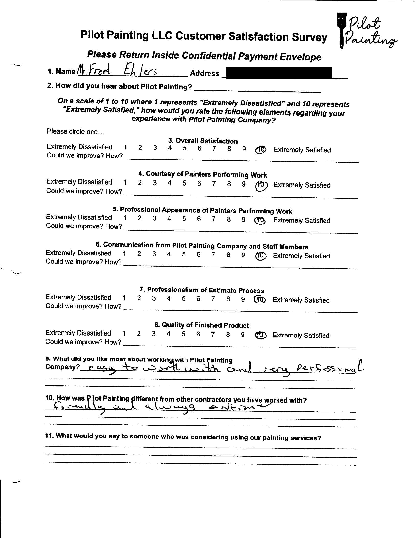 Fred Ehlers Survey