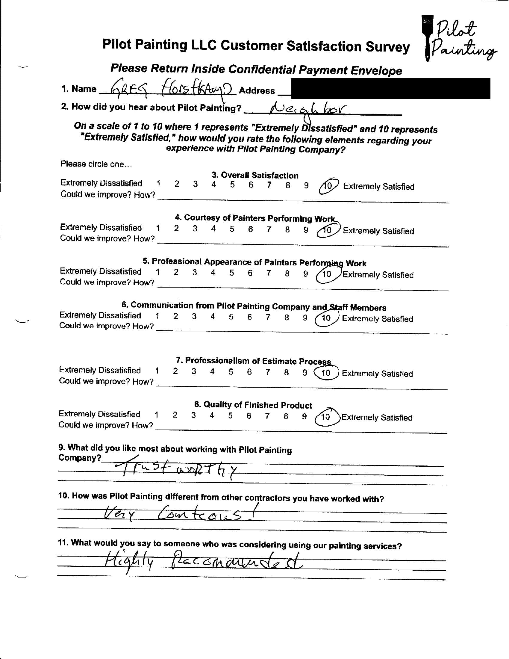 Greg Horstkamp Survey