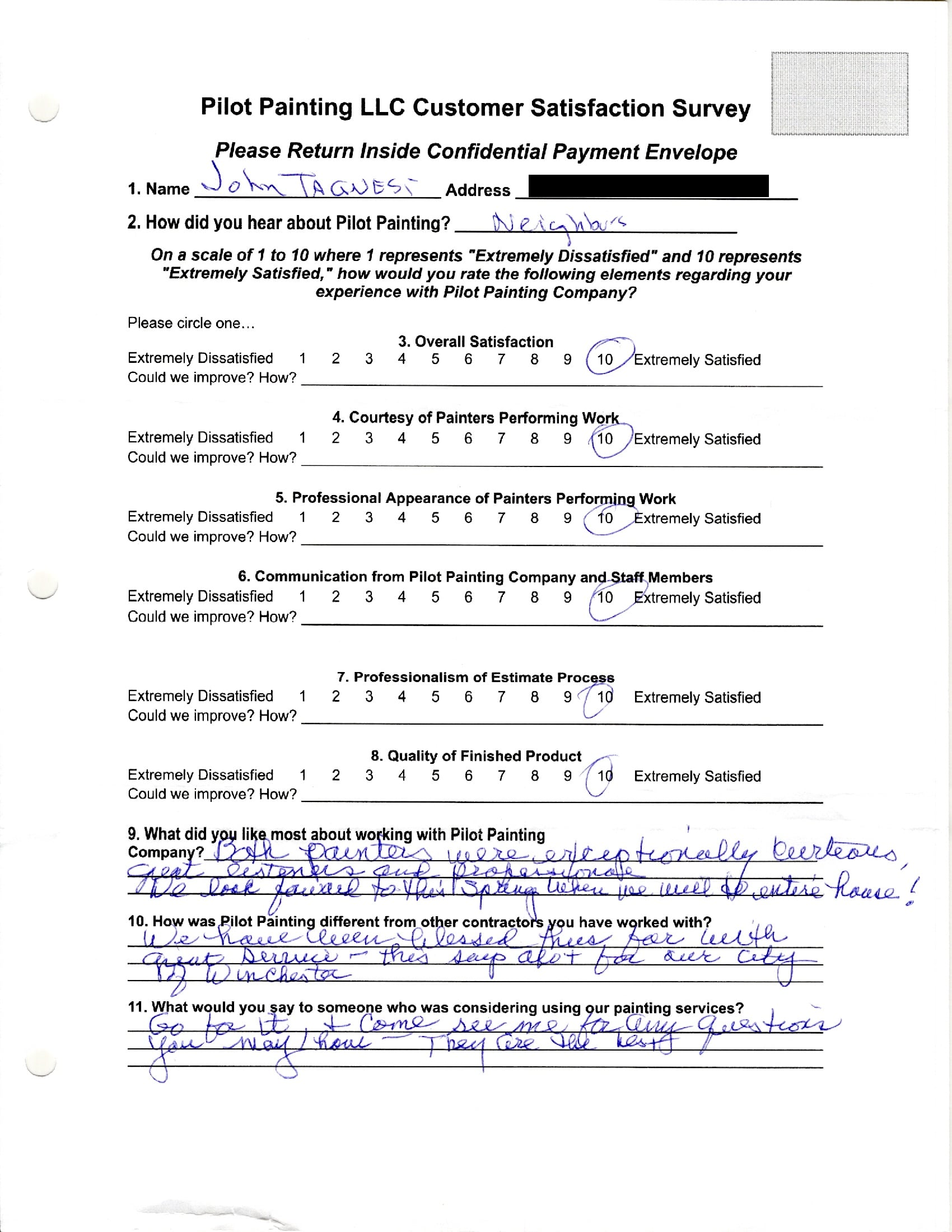 John Tagnesi Survey