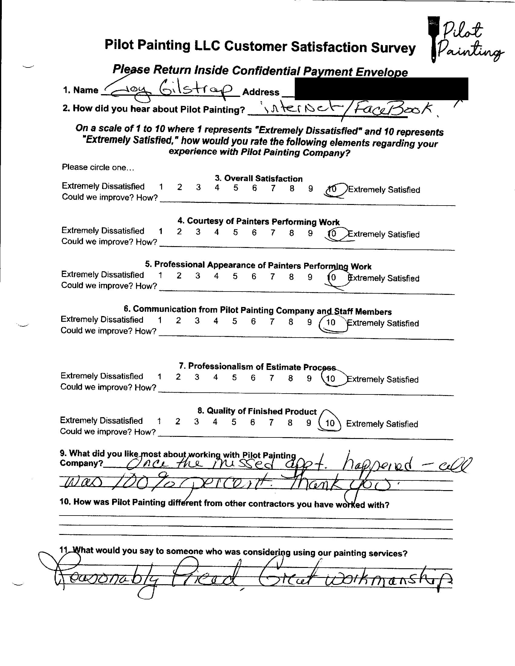 Joy Gilstrap Survey