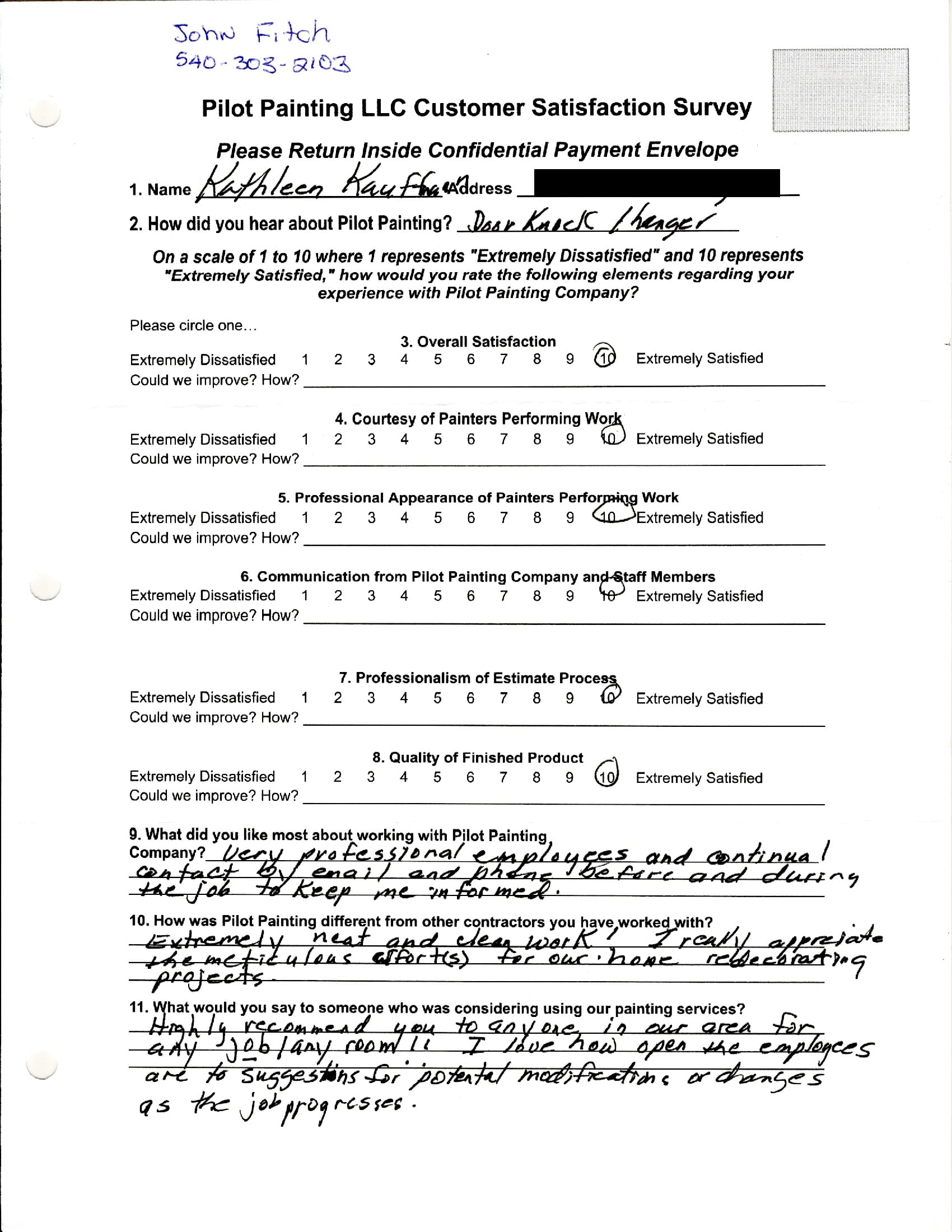 Kathleen Kauffman Survey