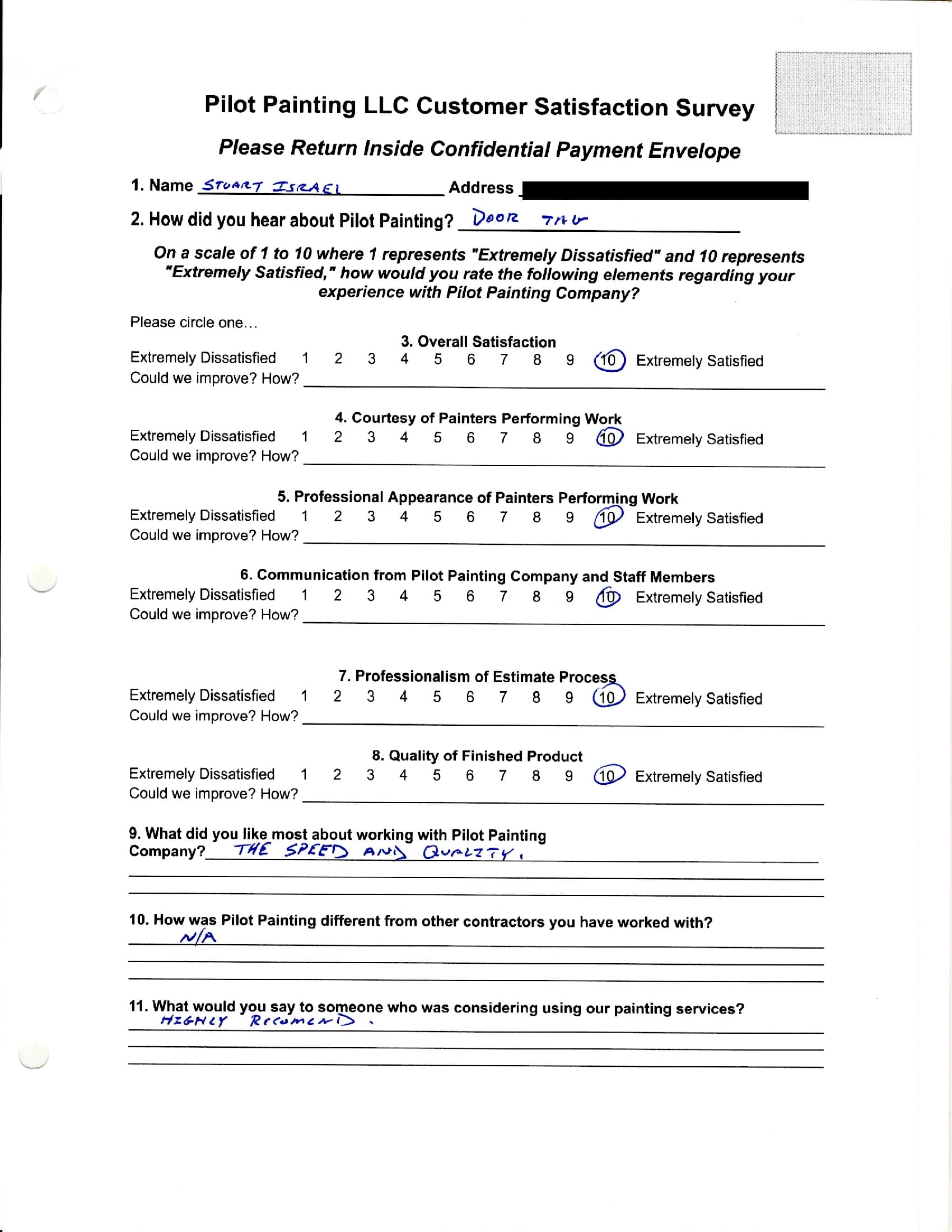 Stuart Israel Survey